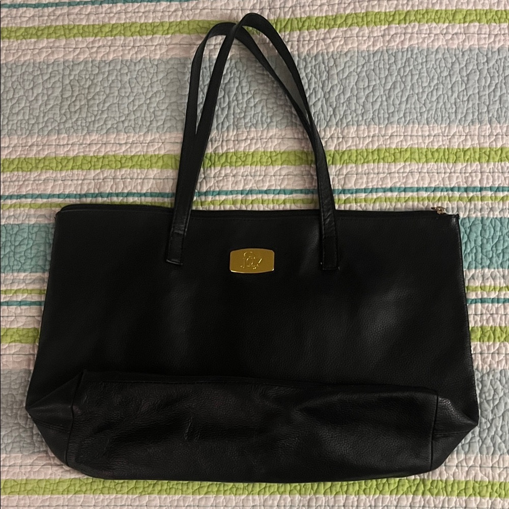 Joy Mangano Black Tote Bag with Gold Accent